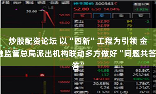 炒股配资论坛 以“四新”工程为引领 金融监管总局派出机构联动多方做好“同题共答”